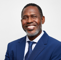 a man in a blue suit