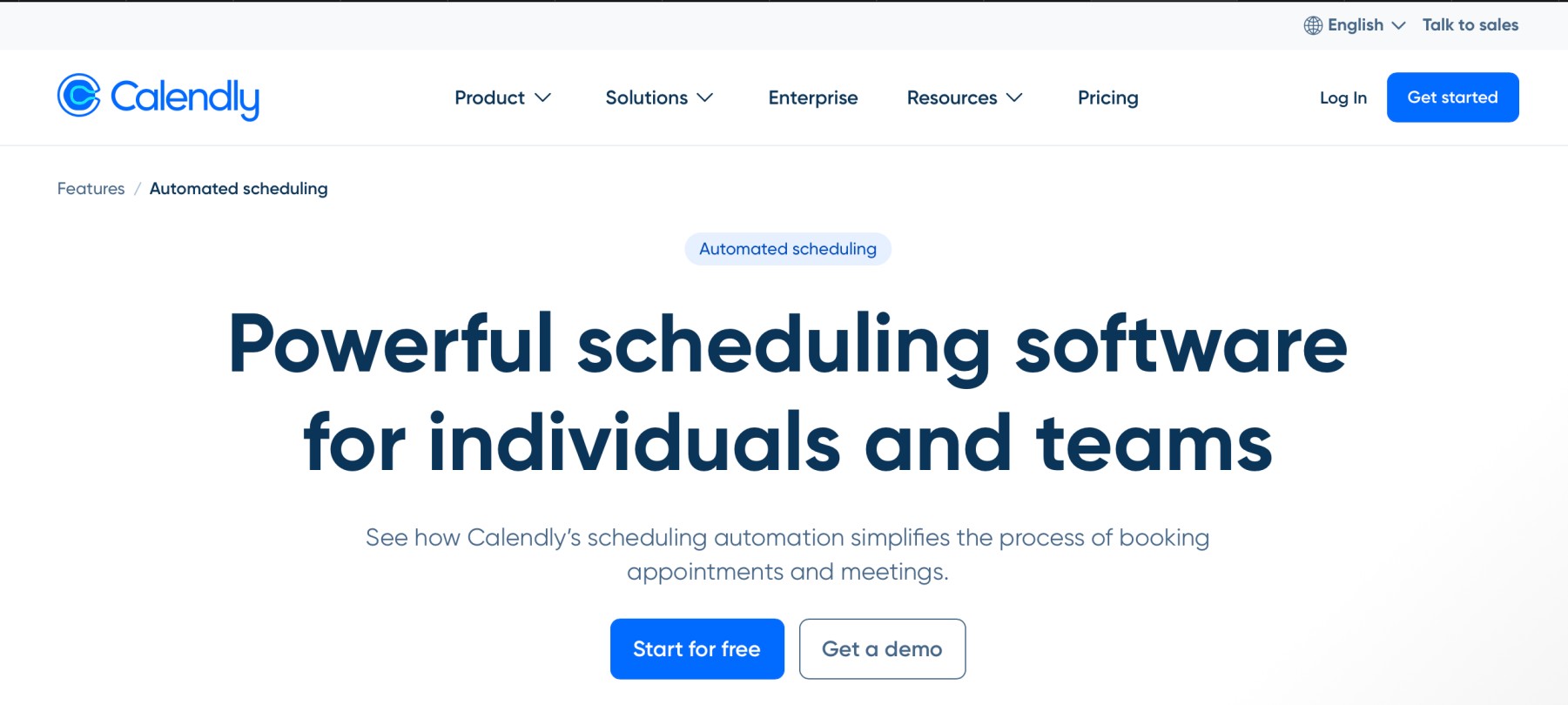 Calendly homepage personalization